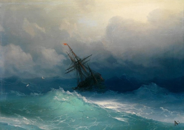 Ivan Konstantinovich Ajvazovskij, Ship in a Stormy Sea (1858)