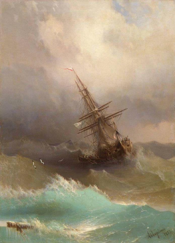 Ivan Konstantinovich Ajvazovskji, Nave in mezzo alla tempesta - Ship in the  Stormy sea  (1887)