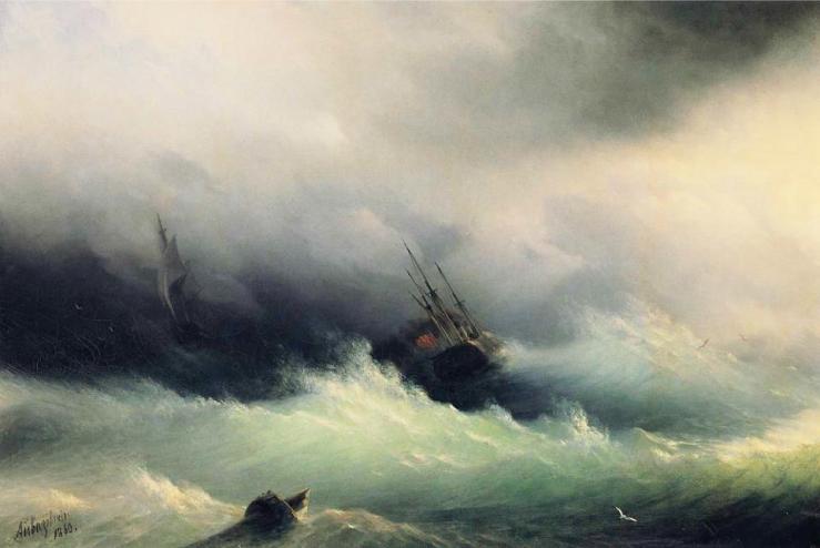 Ivan Konstantinovich Ajvazovskji, Ship in a Storm (1860)