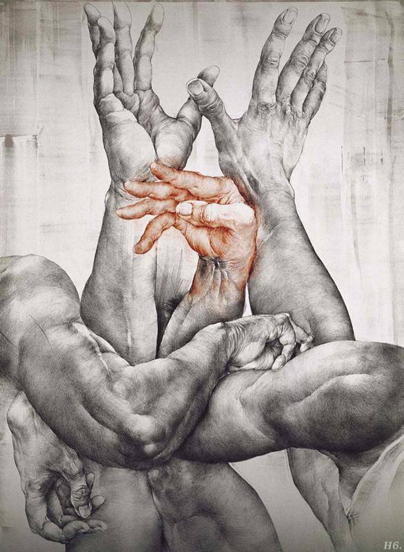 Oldrich Kulhanek, 'Studio di braccia', Litografia, XXI secolo.